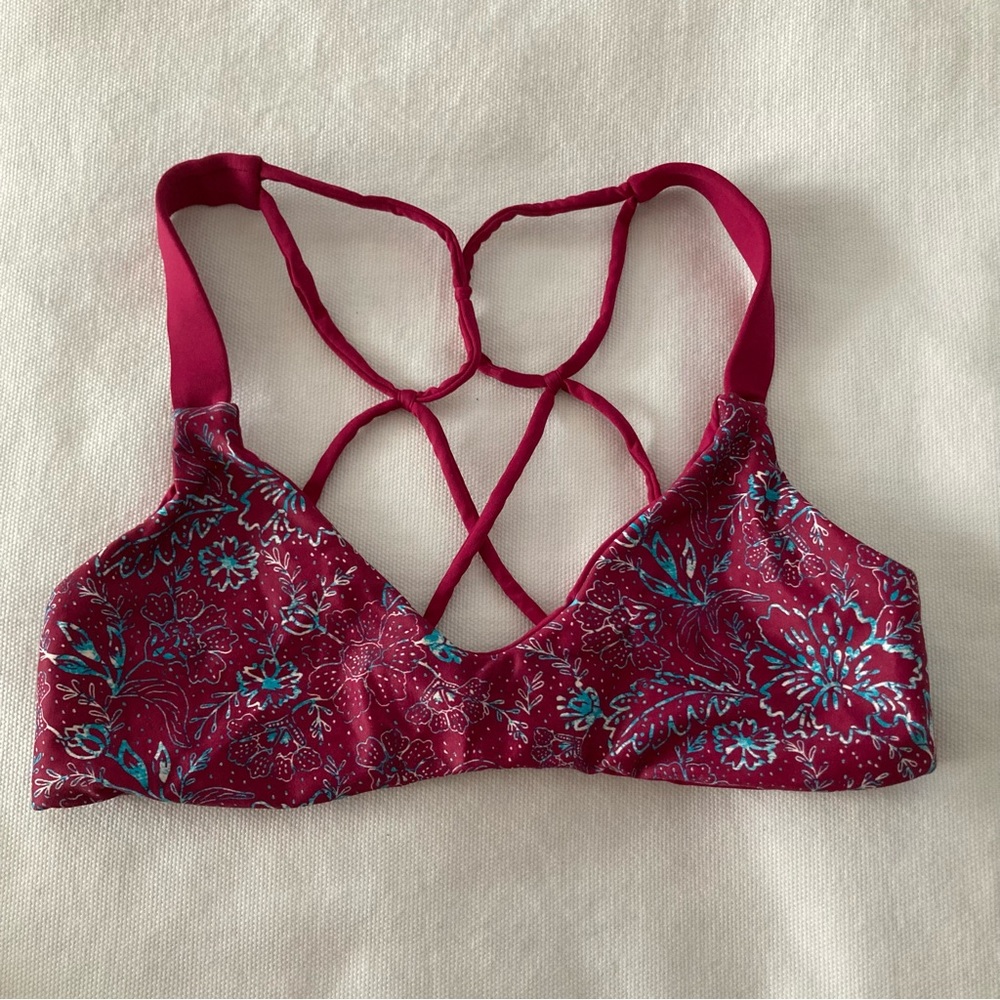 B.Swim printed bikini, Top, Size S , color burgundy.